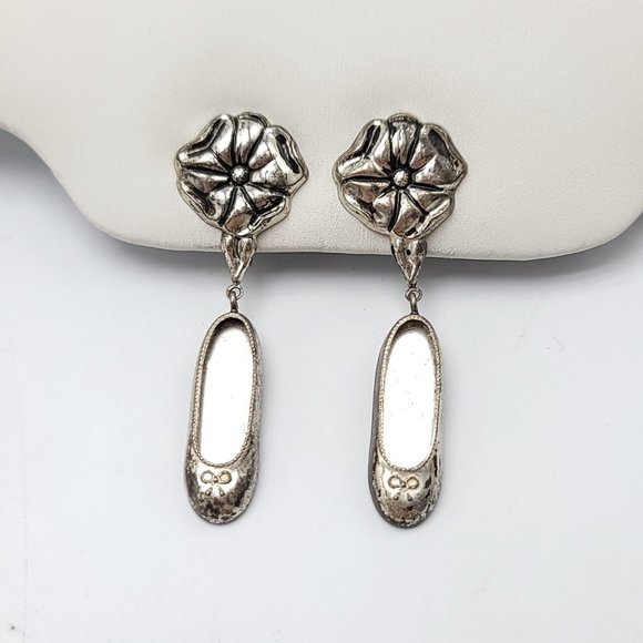 Reed & Barton Jewelry - Reed & Barton Dancing Flowers Ballerina Slippers Shoes Sterling Silver Earrings